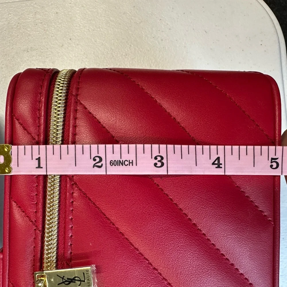 Yves Saint Laurent Red Quilted Cosmetic Train Case NEW RELEASE! NWT - Picture 9 of 9